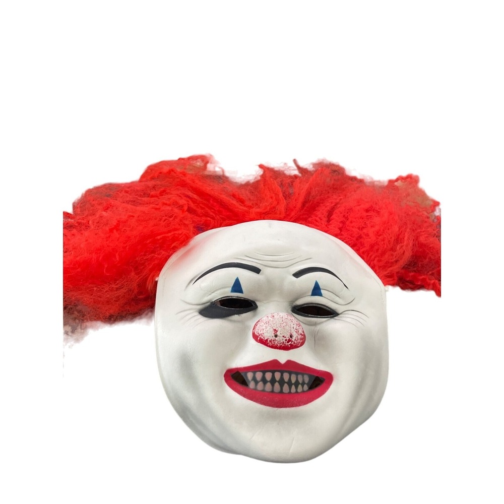 Creepy Clown Mask Scary Halloween Costume Red Hair Adult Party Prop